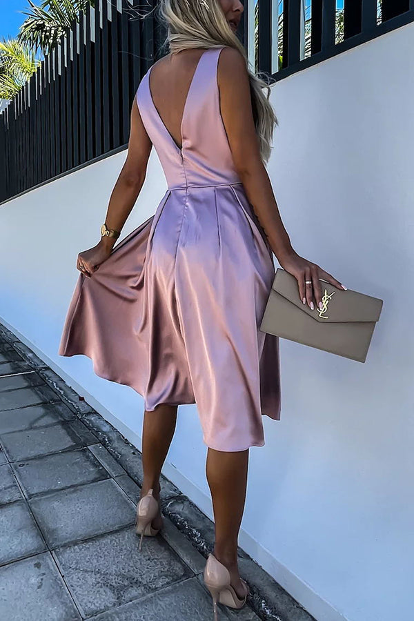 Hold You In My Memory Satin Midi Dress - View 10