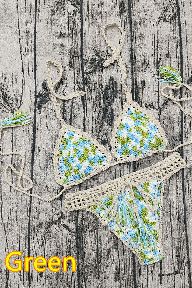 Handmade crochet triangle bag bikini sexy suit