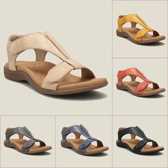 Open Toe T-Strap Cushioned Flat Sandals