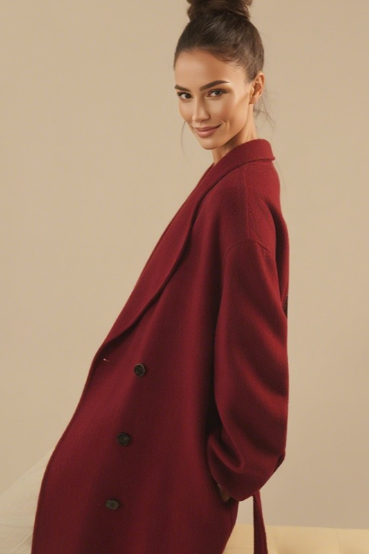 Double Faced Wool Double Breasted Long Handmade Overcoat