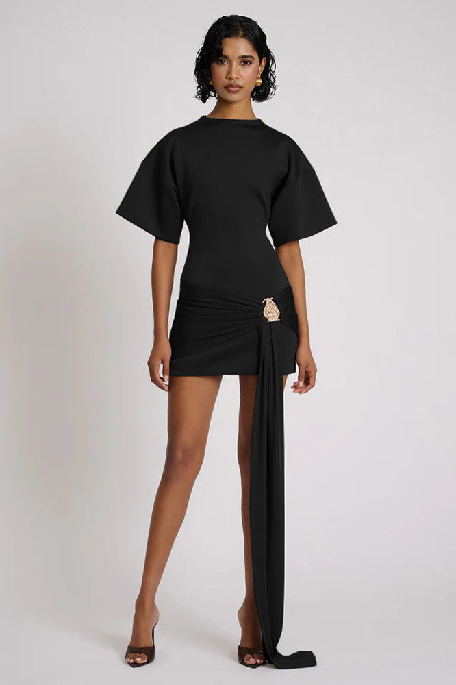 Tie Ruched Detail Bodycon Midi Dress