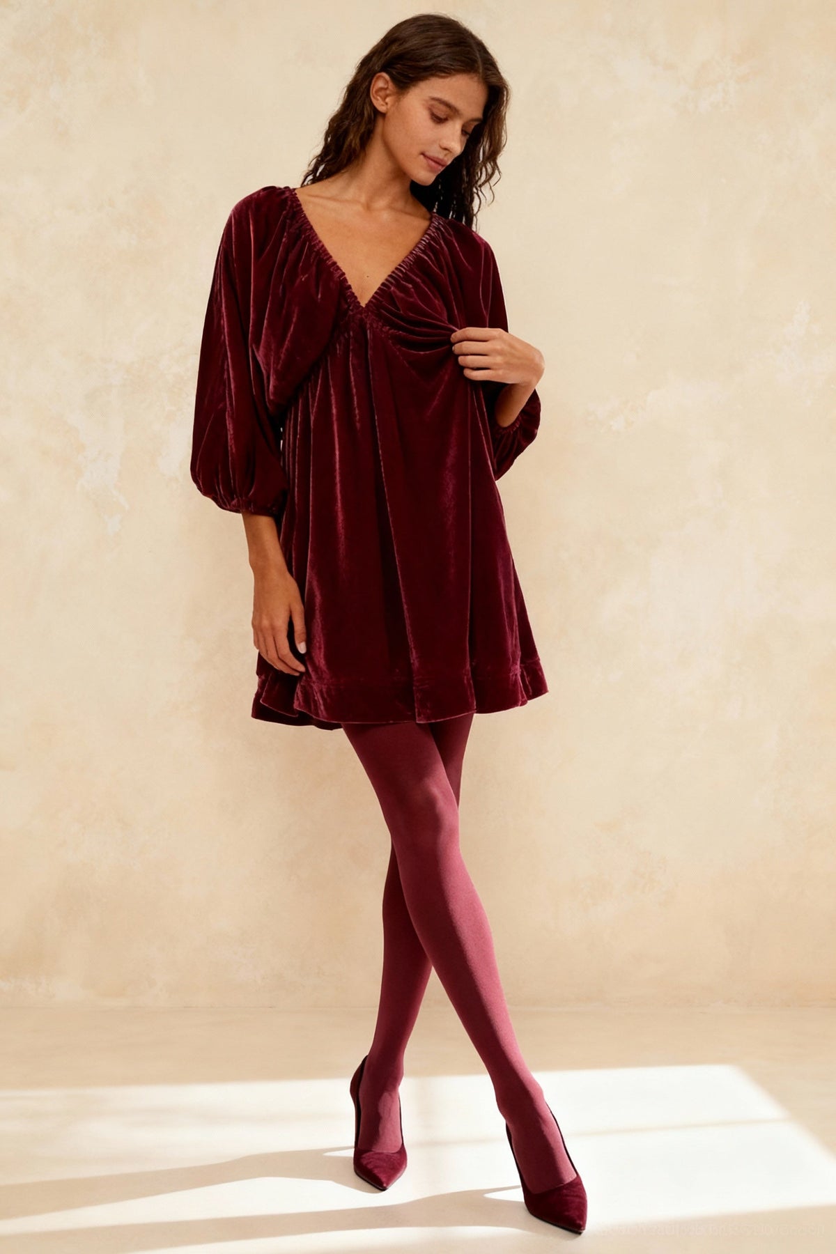 Portia Velvet Stylish Mini Dress - View 4