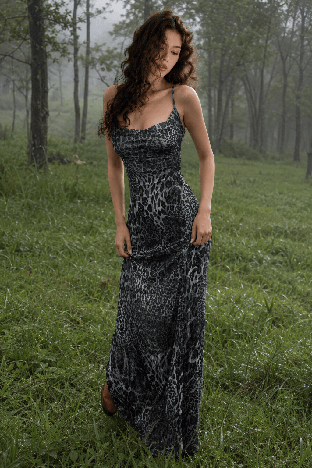Leopard Open Back Party Slip Dress