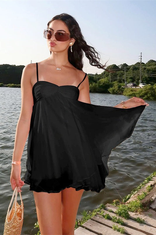 Off Shoulder Flowy Chiffon Cami Mini Dress - View 7