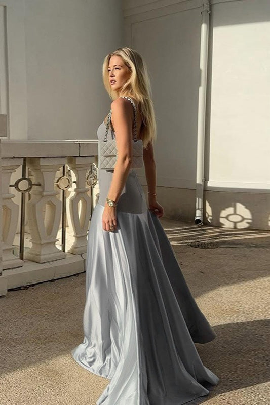 Satin Strapless Slip Formal Maxi Gown