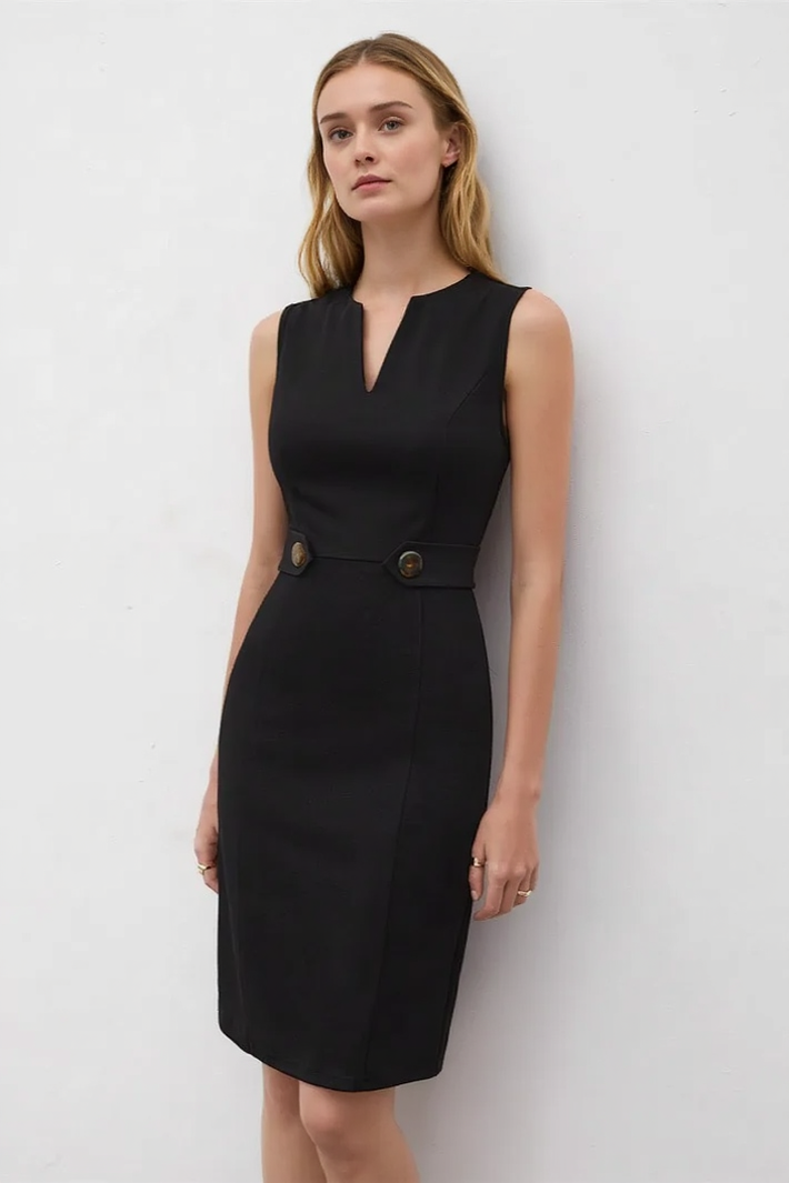 V Neck Sleeveless Chic Minimal Work Dress