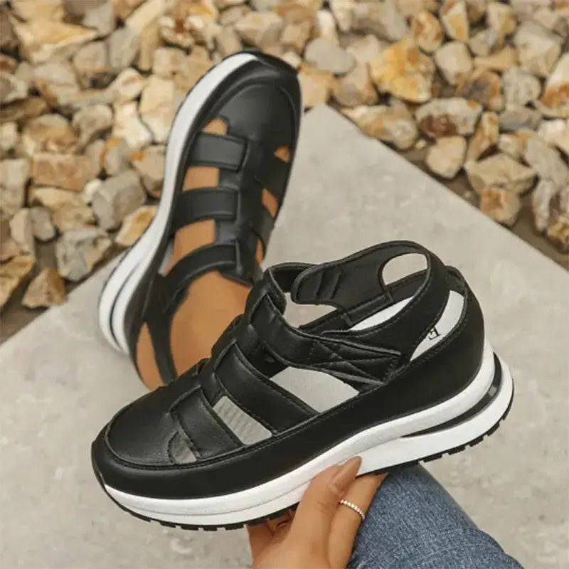 Cutout Closed Toe Platform Fisherman Sandals