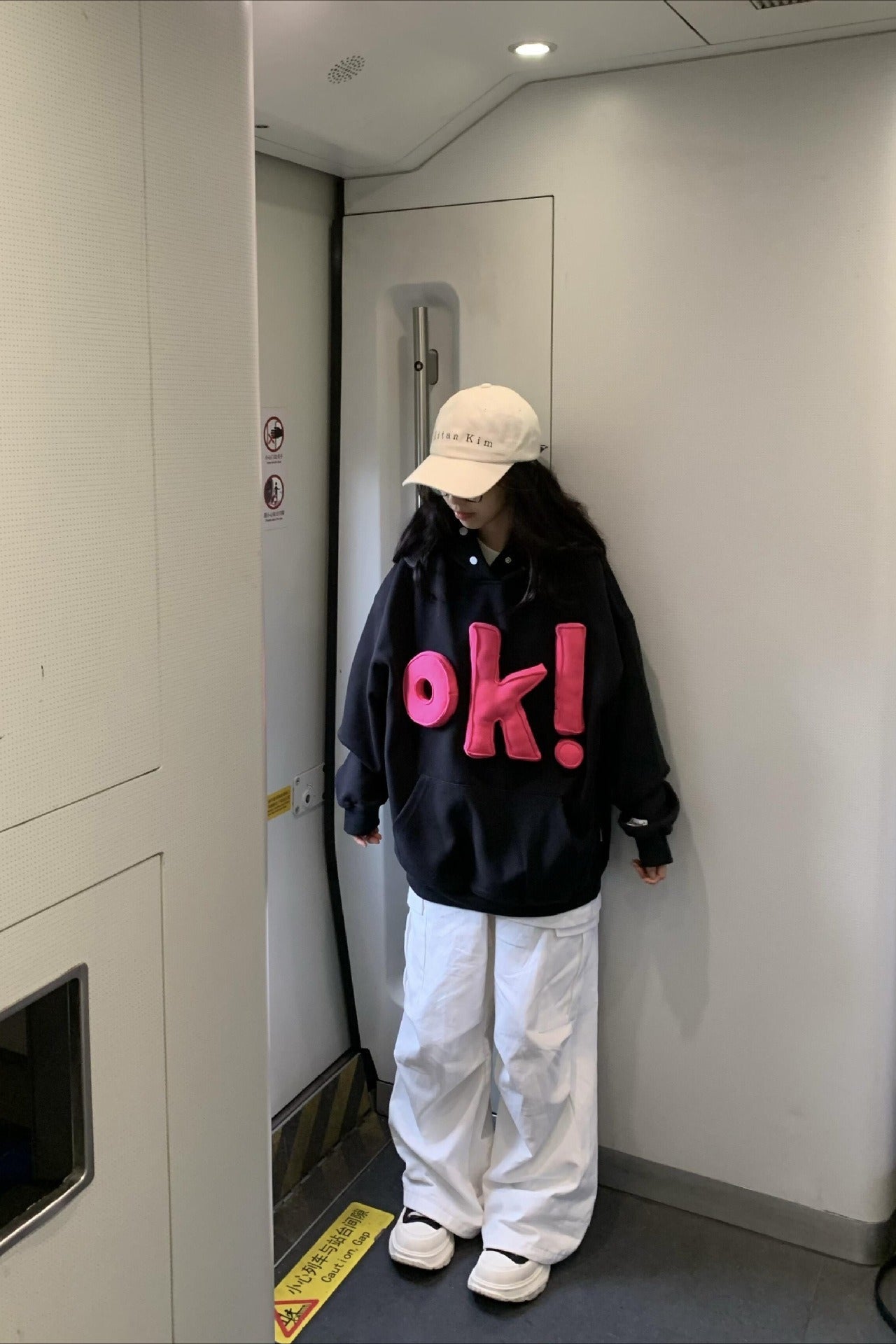 3D OK Letter Print Hoodie