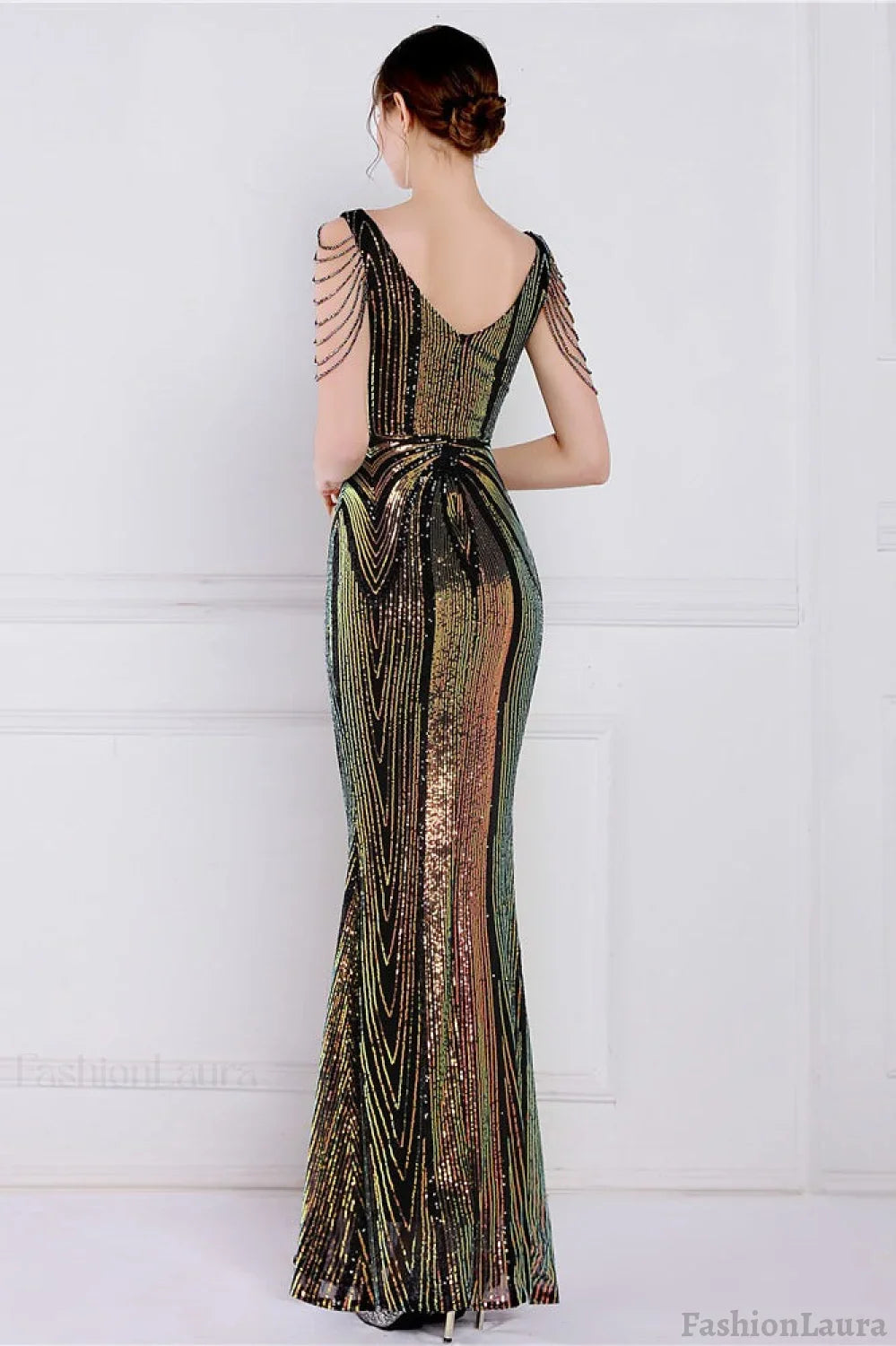 Beaded Floral Sequin Mermaid Party Dress