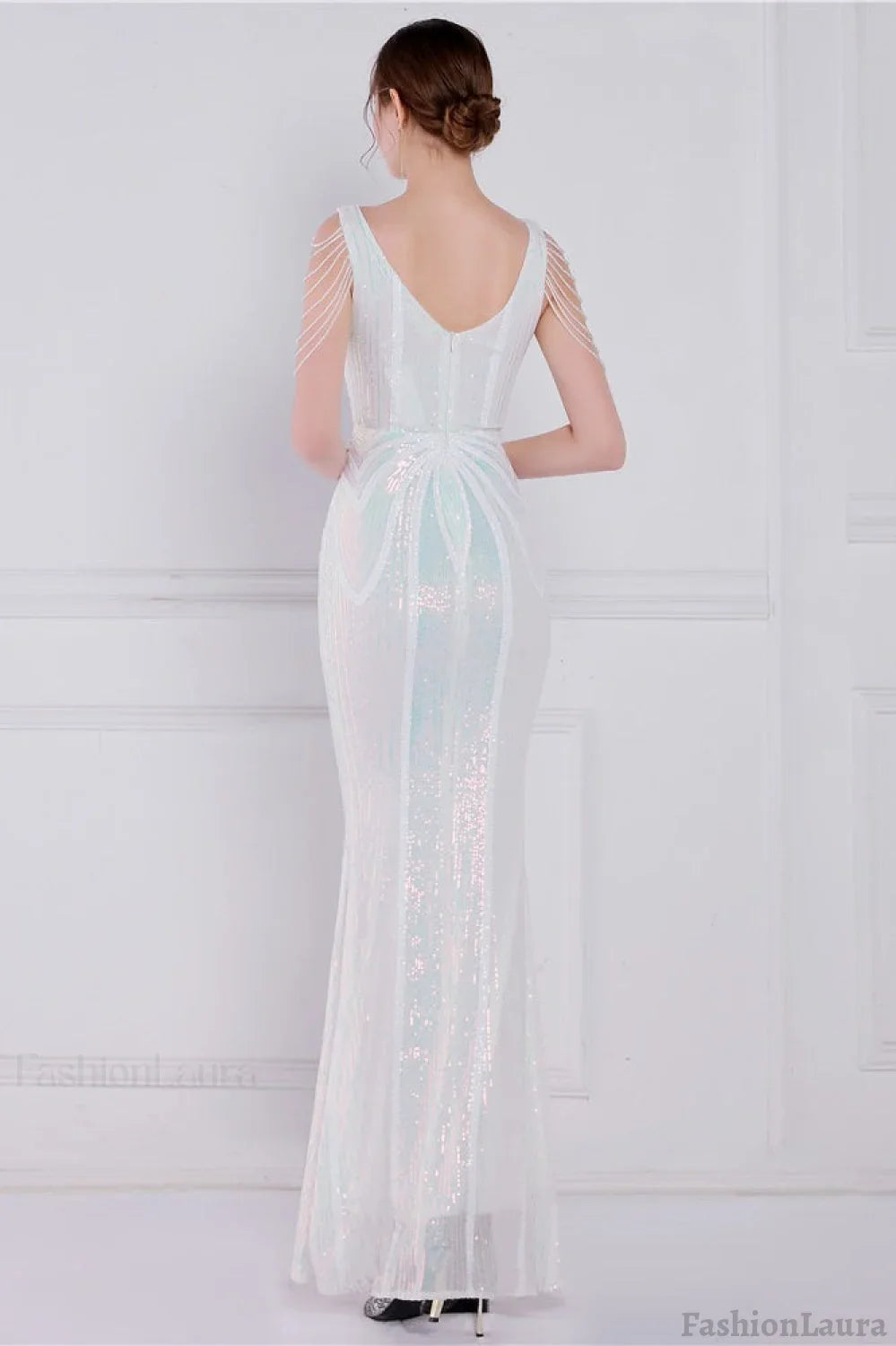 Beaded Floral Sequin Mermaid Party Dress