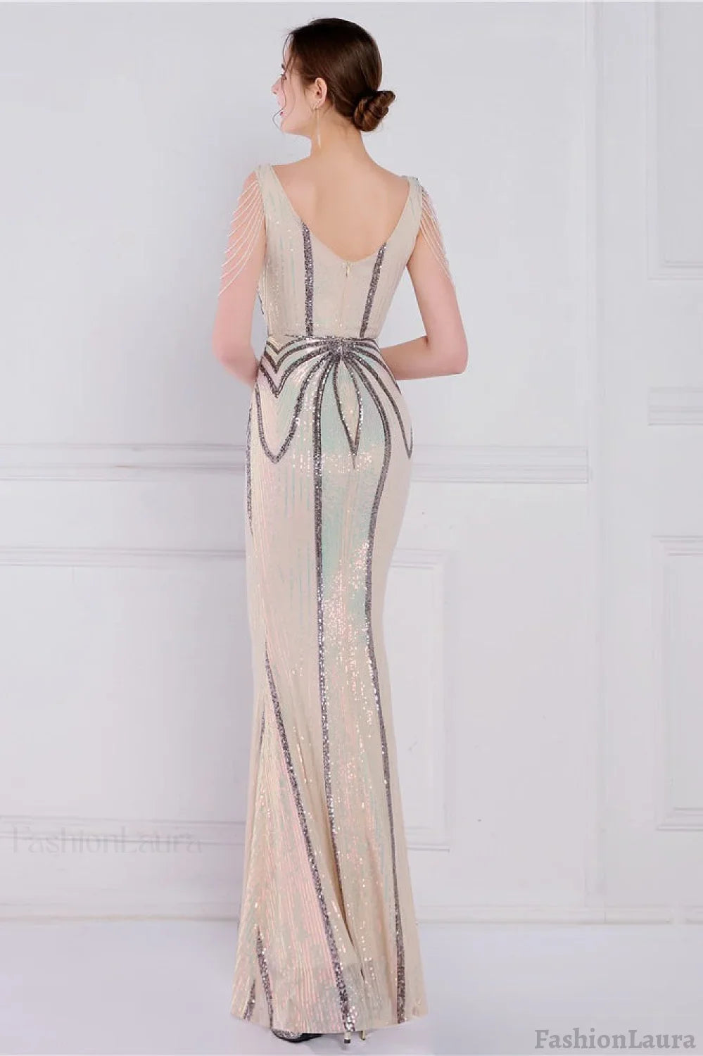 Beaded Floral Sequin Mermaid Party Dress