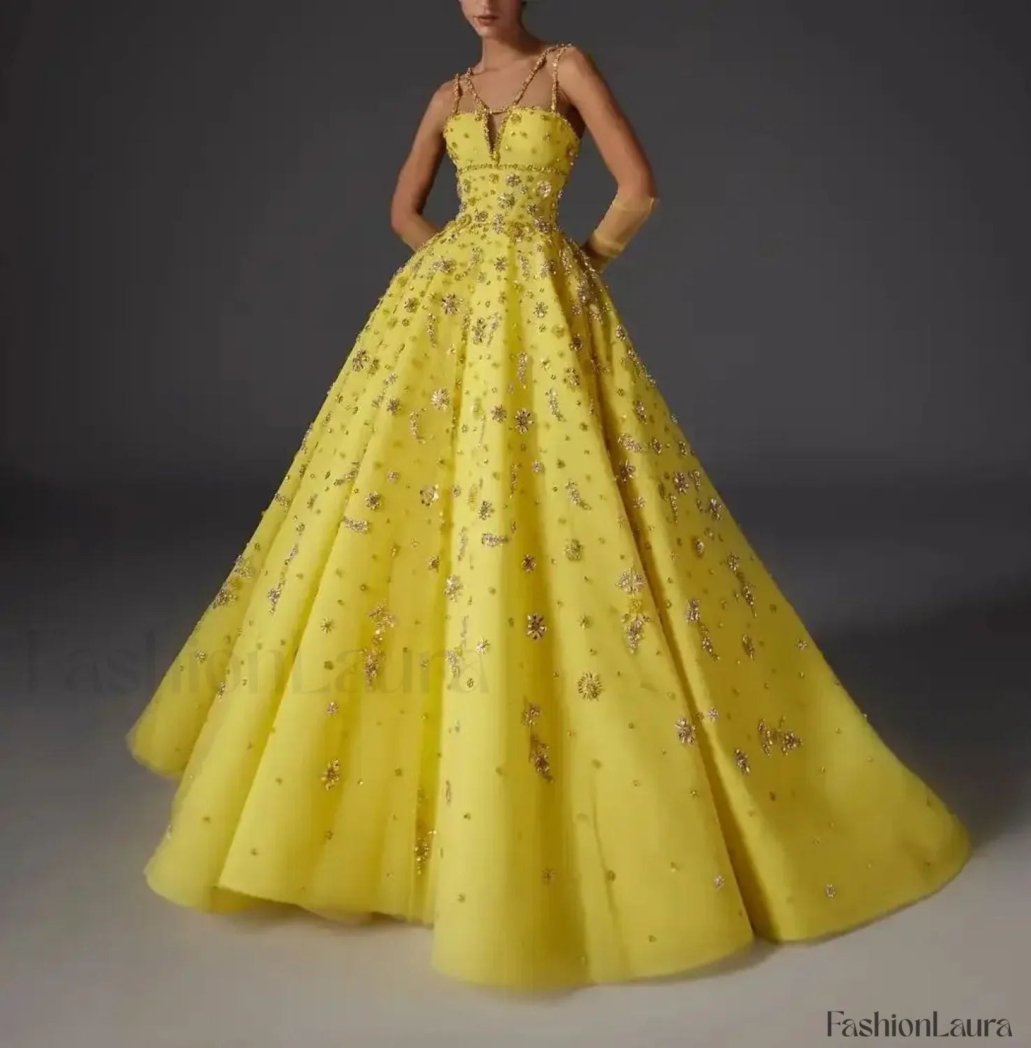 Beaded Floral Strap Maxi Dress