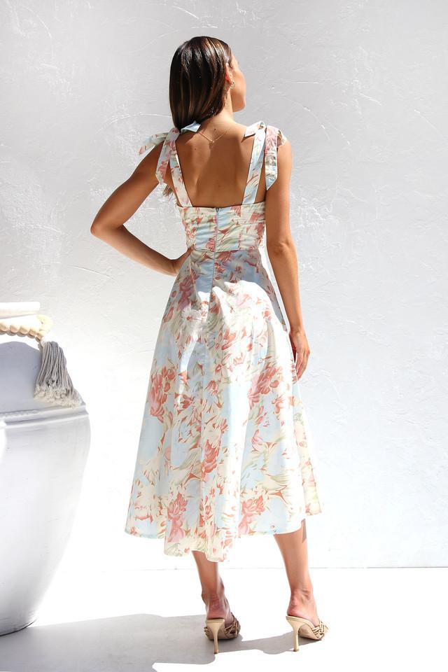 Minimalist Yamel Printed Midi Dress with Straps Premium Wardrobe Essential