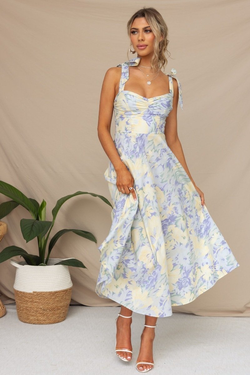 Exclusive Otilia Printed Midi Dress with Straps Boutique Collection
