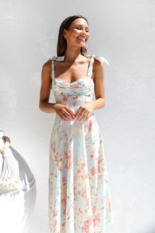 Minimalist Yamel Printed Midi Dress with Straps Premium Wardrobe Essential