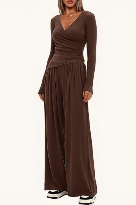 Effortless Wide Leg Pants Comfort Two Piece Set