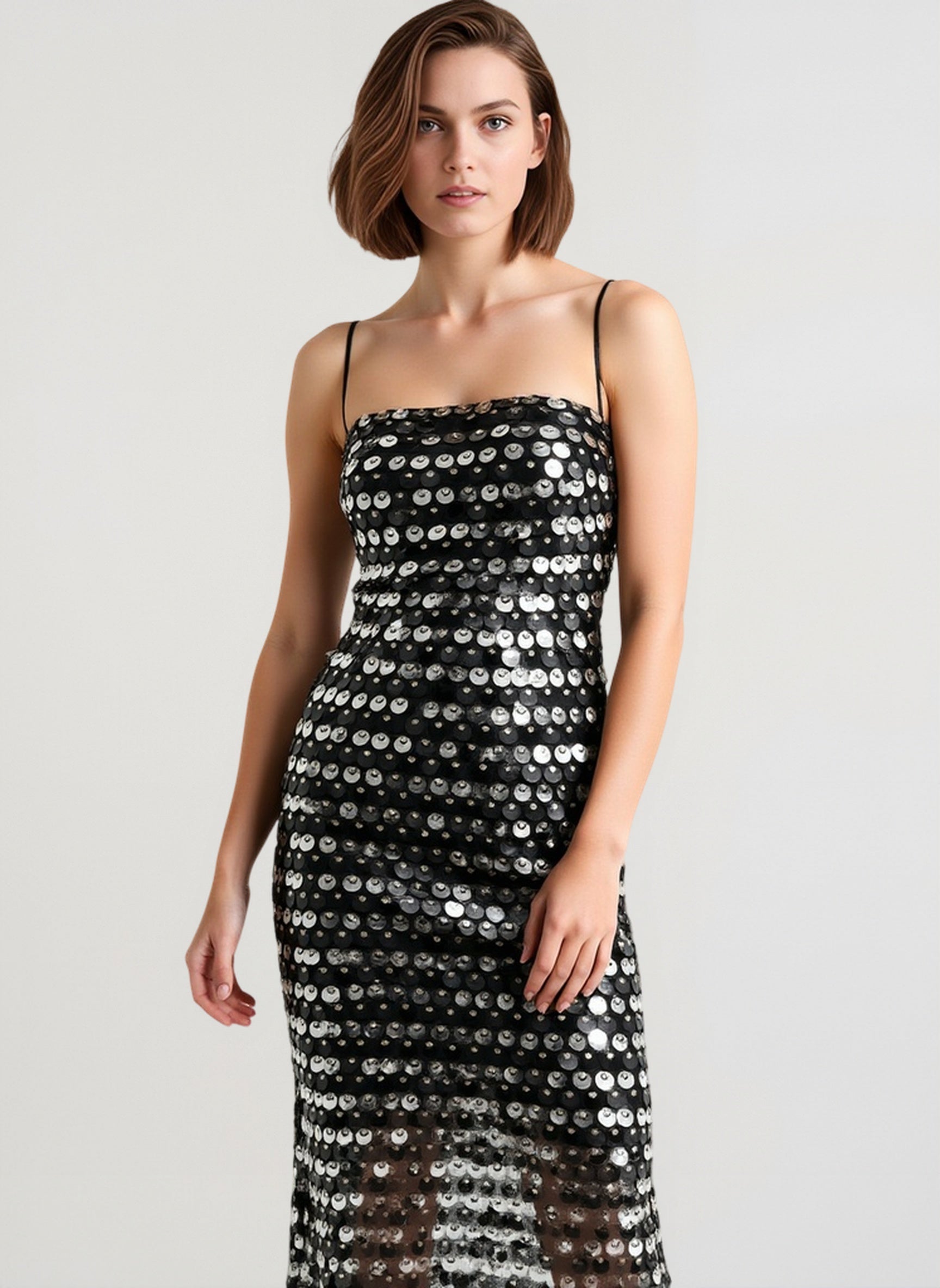Beaded Irregular Midi Dress
