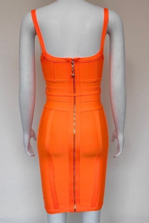 Bek Bandage Dress - Apricot Orange