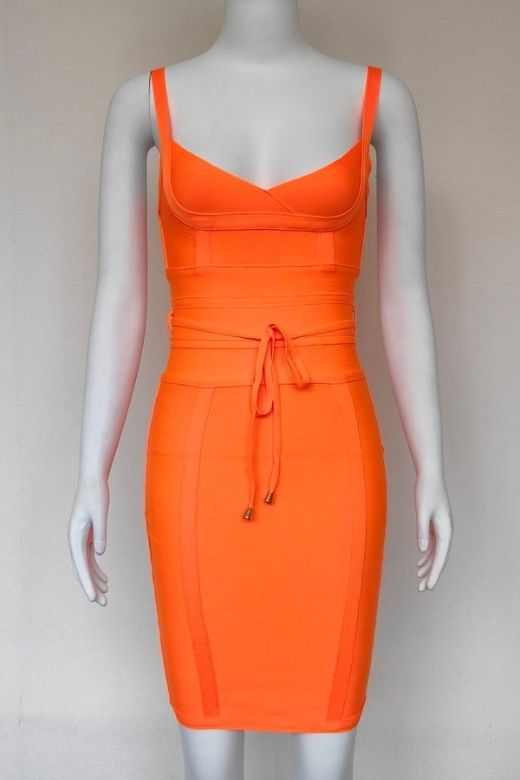 Bek Bandage Dress - Apricot Orange
