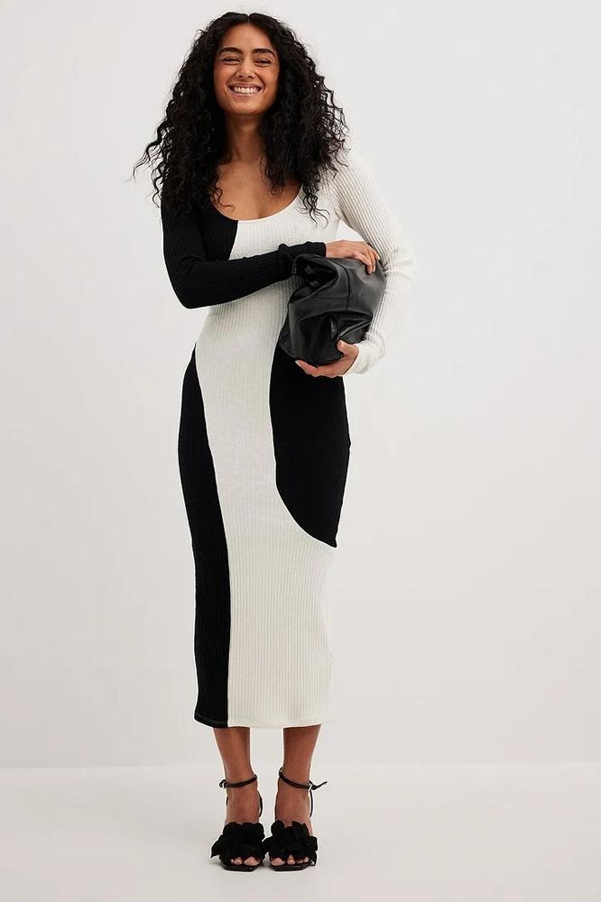 Exclusive Belén Contrast Knit Midi Dress Everyday Luxe Edit