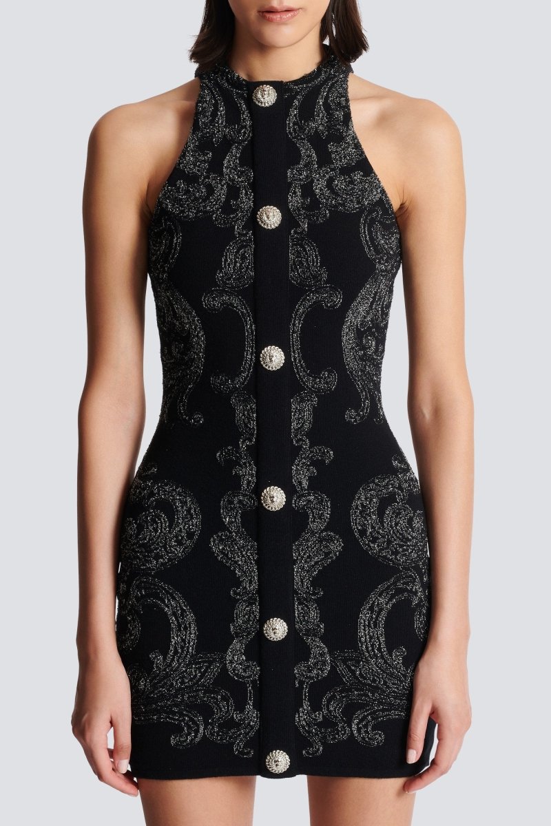 Zaida Premium Mini Knit Dress with Paisley Print Chic Silhouette Collection