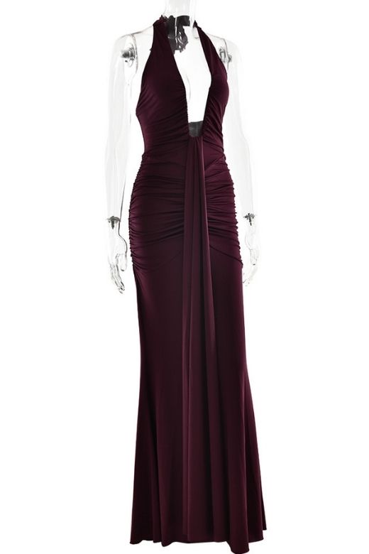 Bella Bodycon Wrap Maxi Dress - Tan Brown