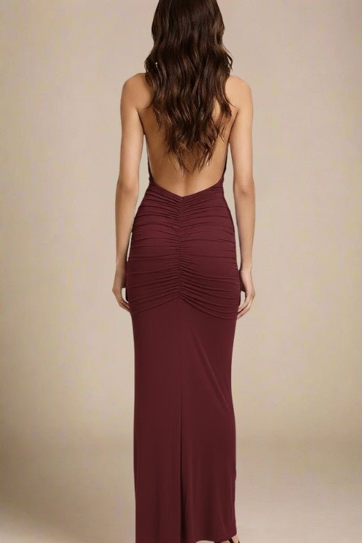 Bella Bodycon Wrap Maxi Dress - Red Wine