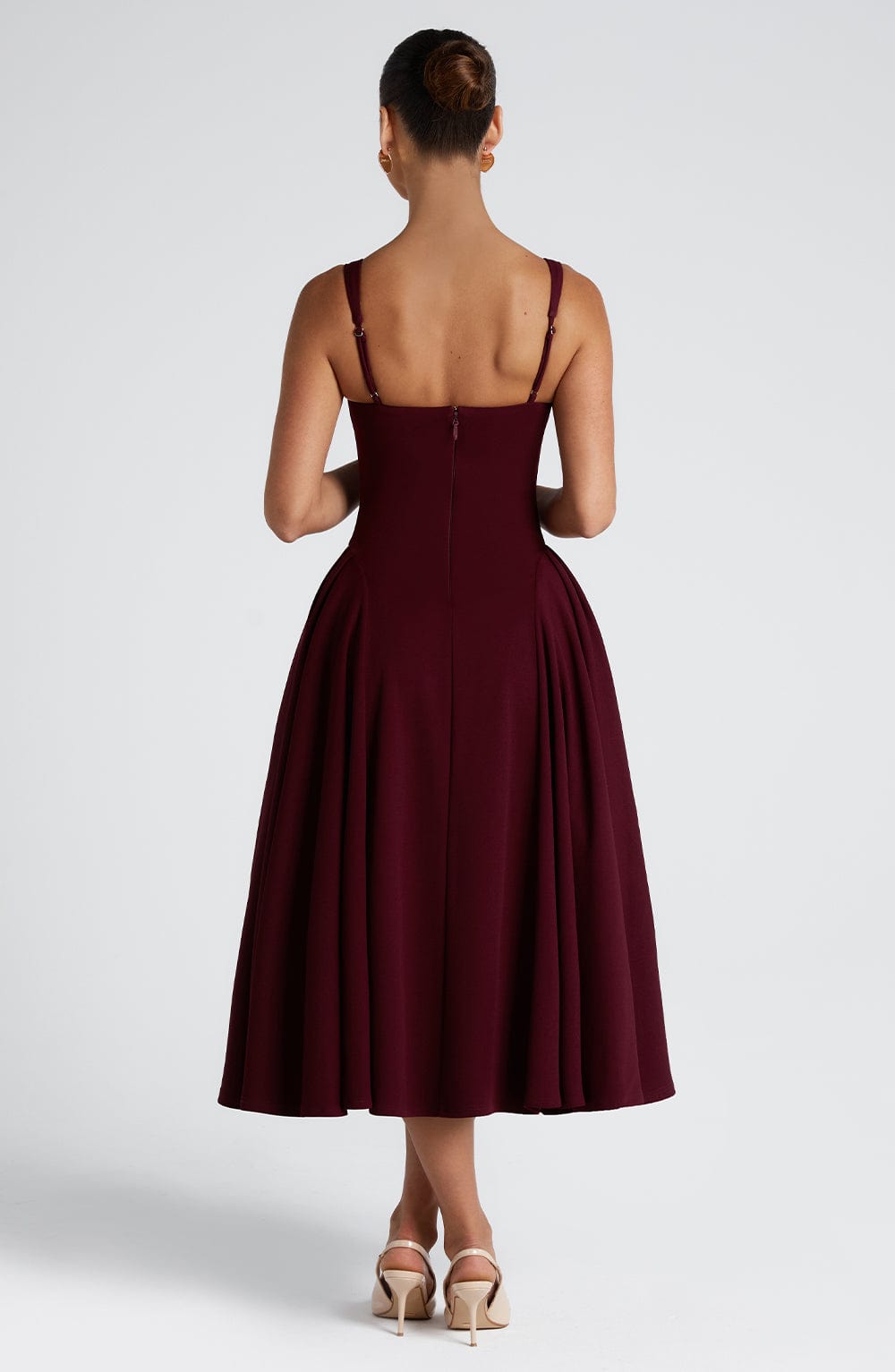 Square Neck Sleeveless Fit and Flare Midi Dress 3