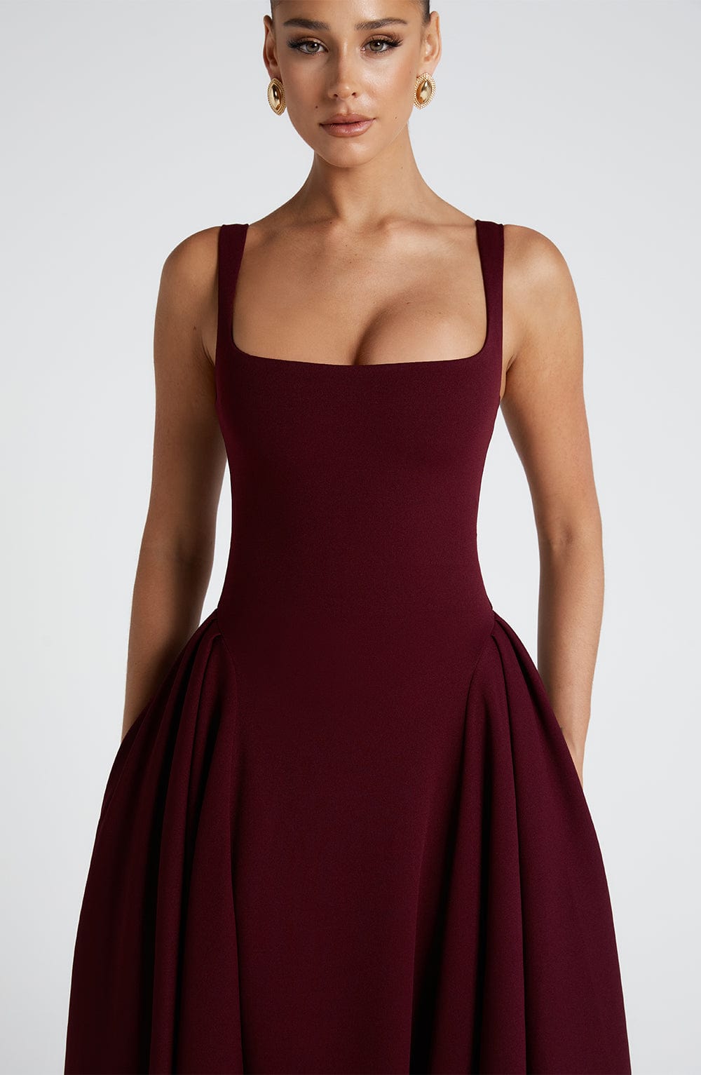 Square Neck Sleeveless Fit and Flare Midi Dress 6