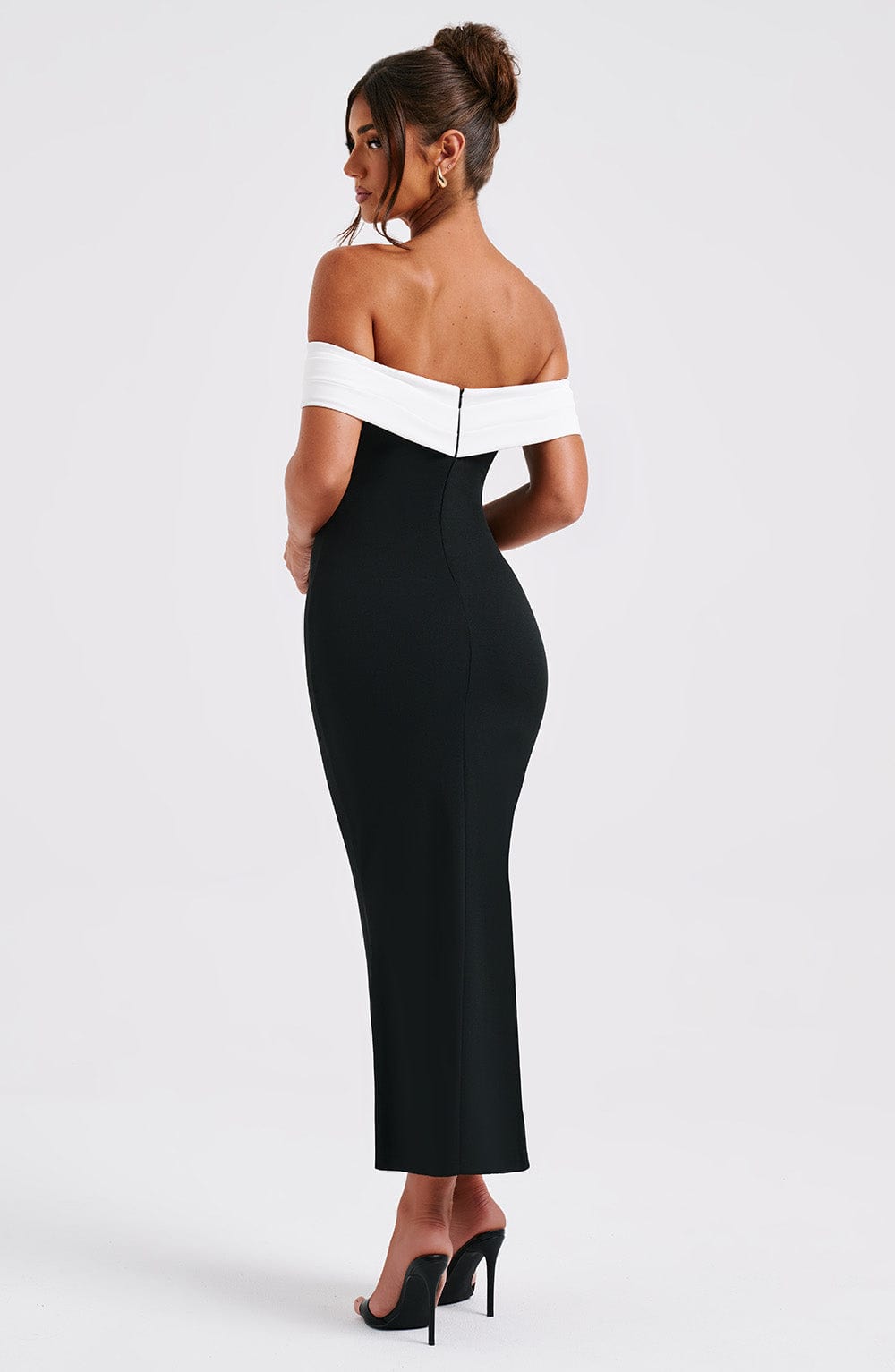 Contrast Fold Over Off Shoulder Bodycon Mermaid Midi Dress 3