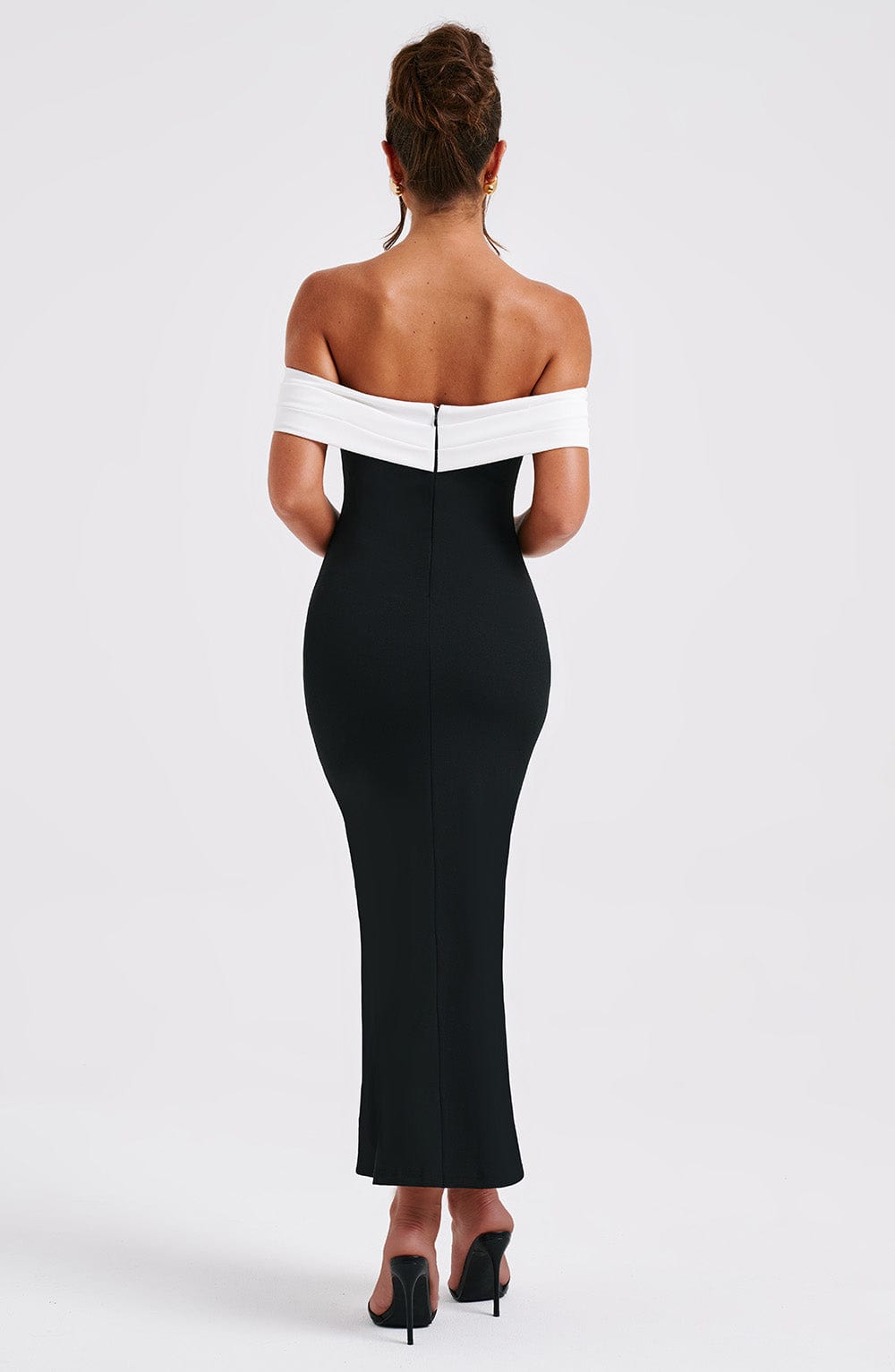 Contrast Fold Over Off Shoulder Bodycon Mermaid Midi Dress 5