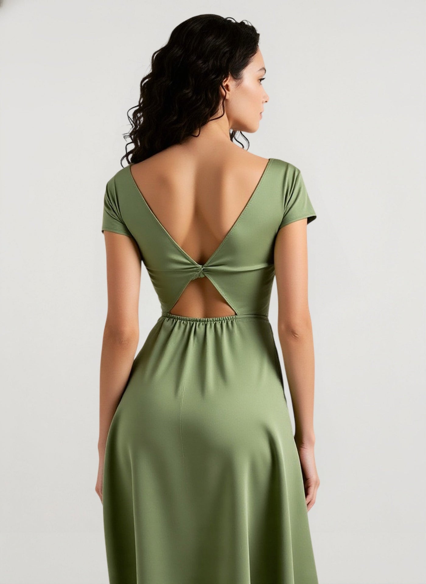 Silk-Like Satin Slit Maxi Silk Dress