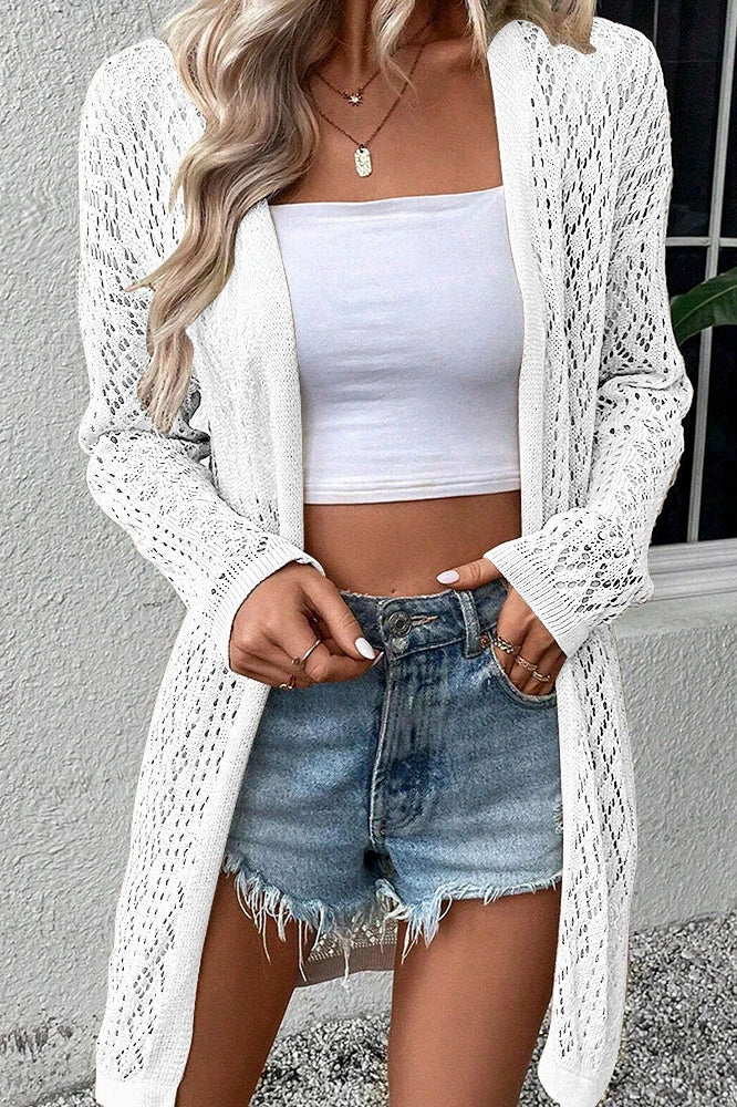Hollow Knit V-Neck Cardigan