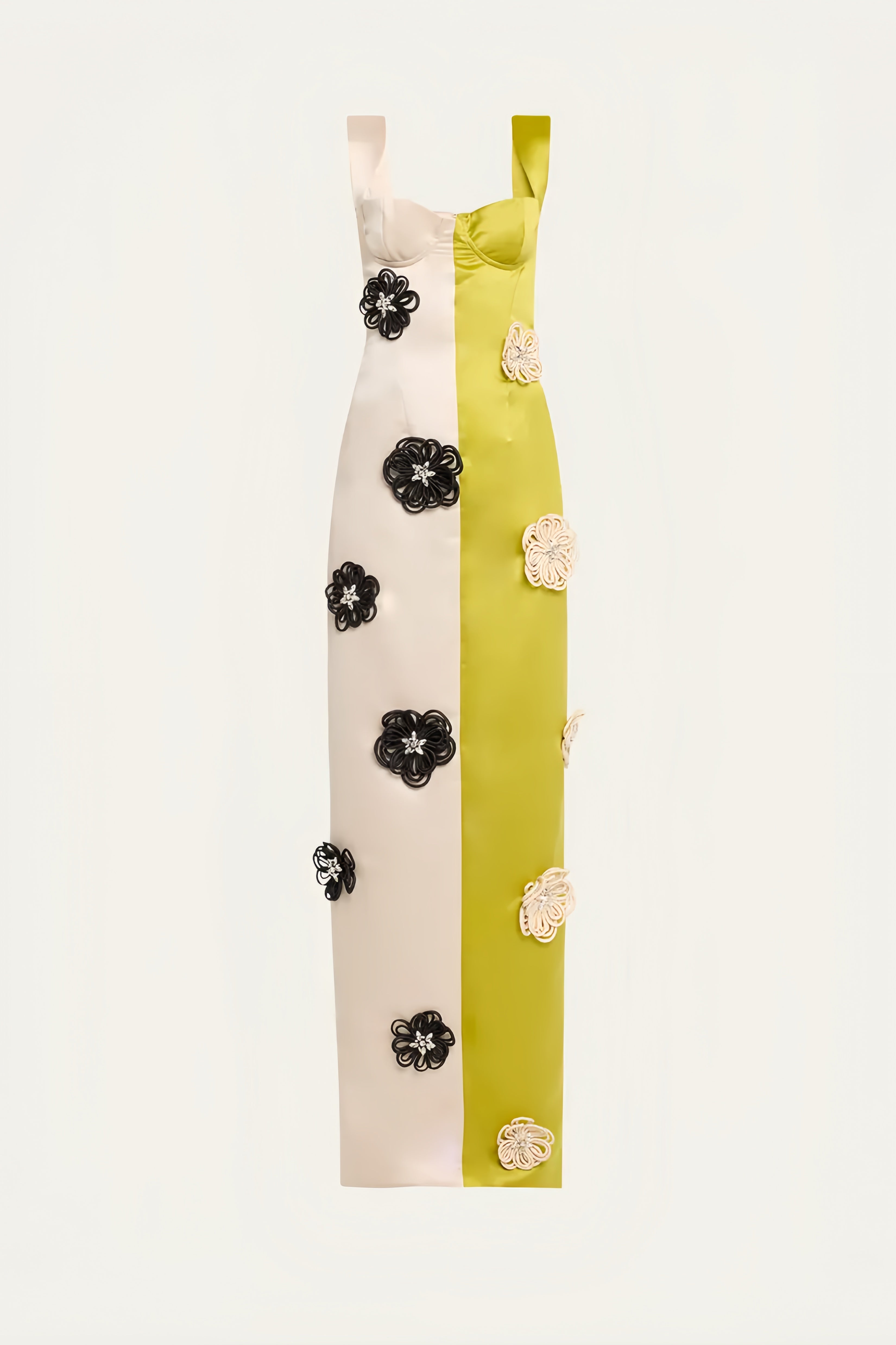 Corded Floral Appliqué Sweetheart Corset Column Bandage Maxi Gown