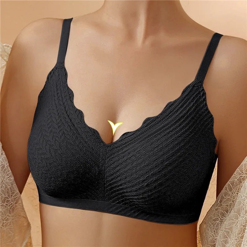 Scalloped Trim Wireless Seamless Push Up Bralette