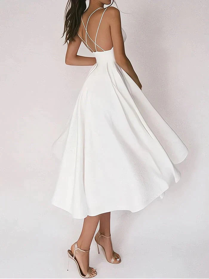 Dora Minimalist V Neck Dress Premium Wardrobe Essential
