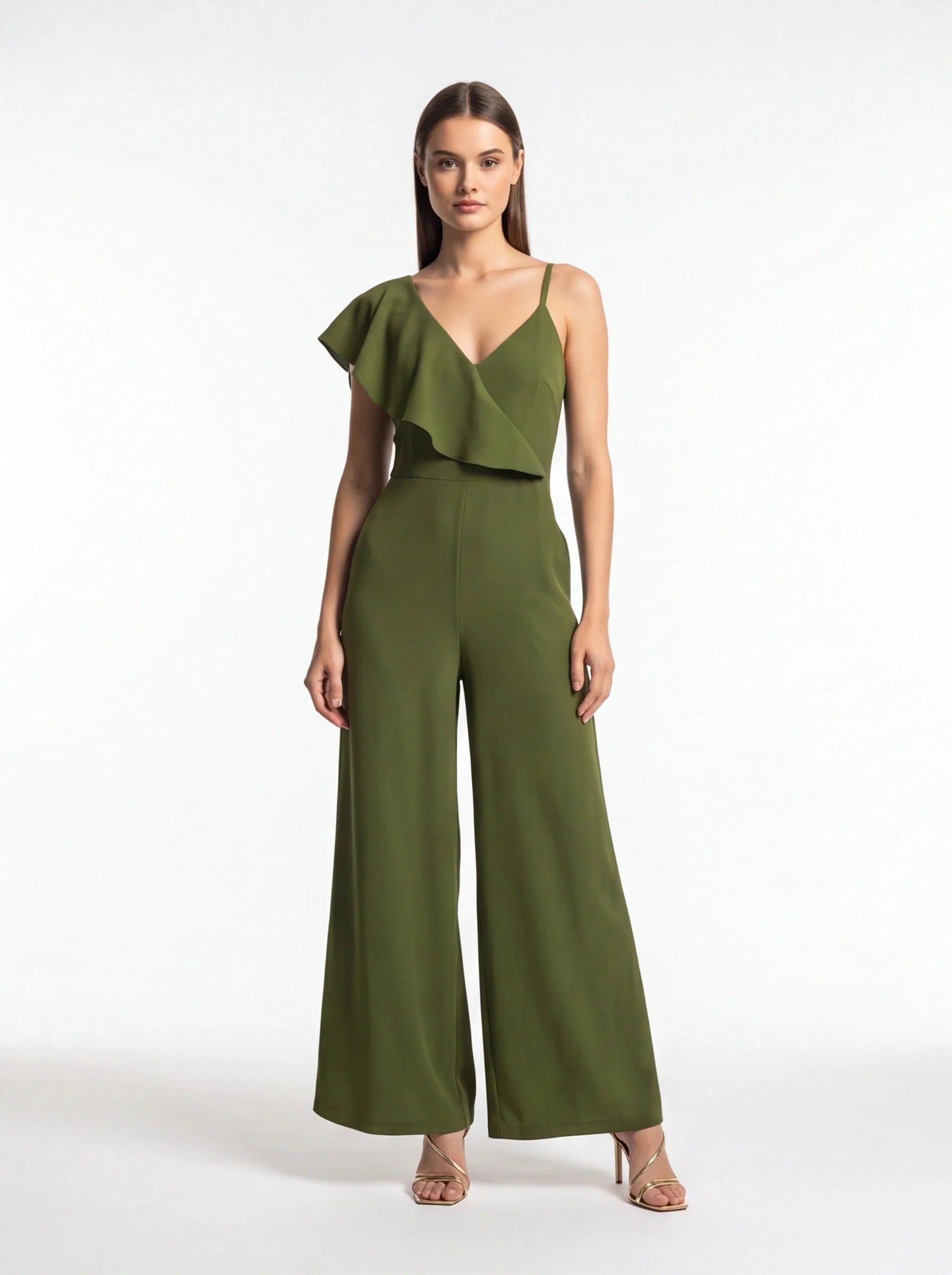 Violet Stylish Wide-Leg Jumpsuit with Pockets and Adjustable Straps