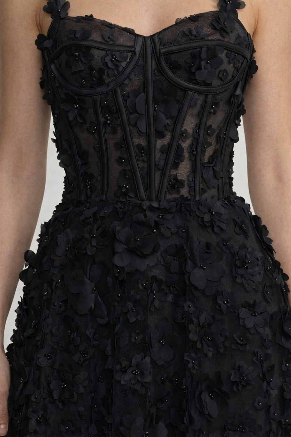 Floral Applique Sweetheart Neck Corset Bodice A-Line Maxi Dress 6