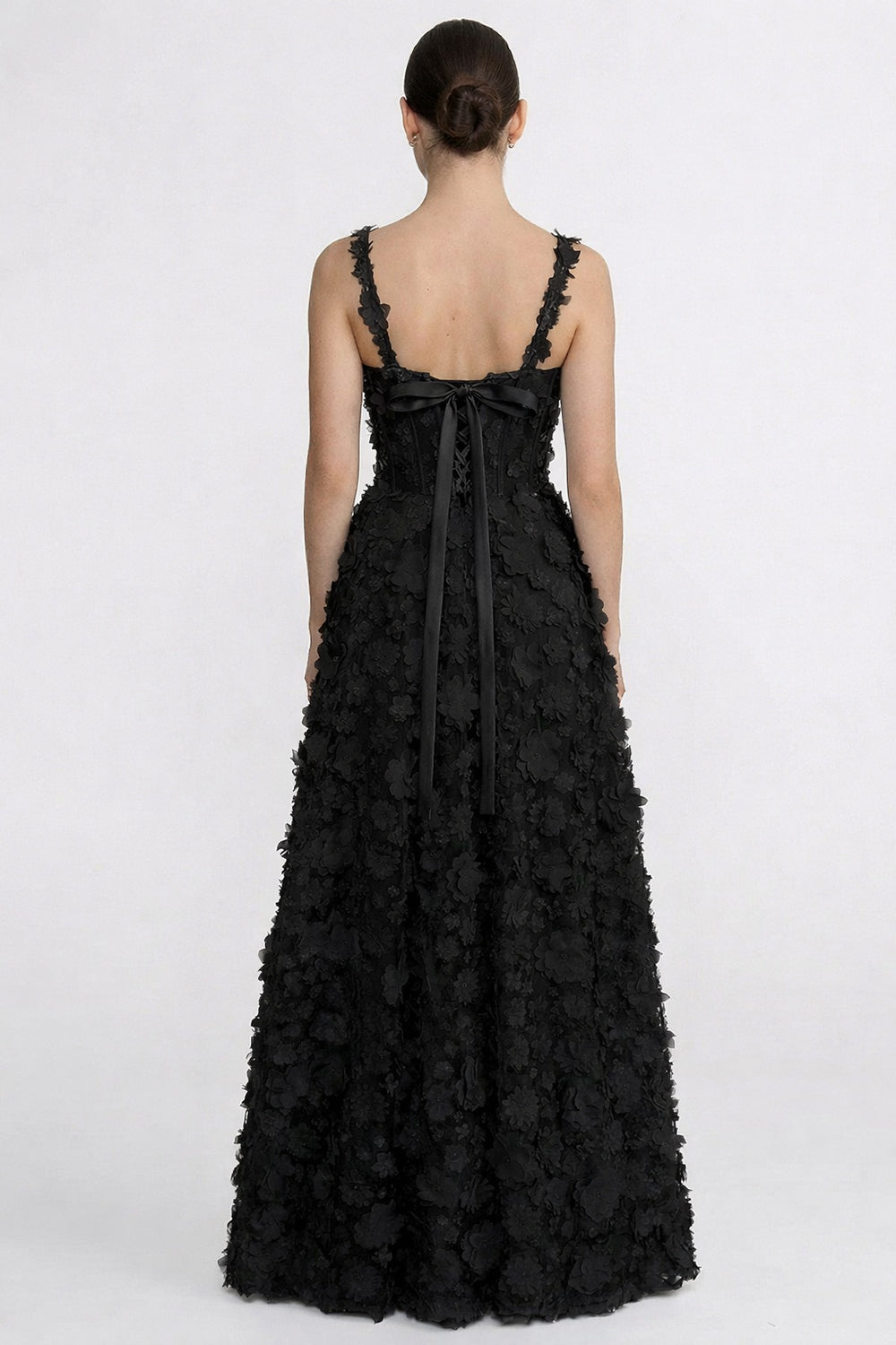 Floral Applique Sweetheart Neck Corset Bodice A-Line Maxi Dress 7