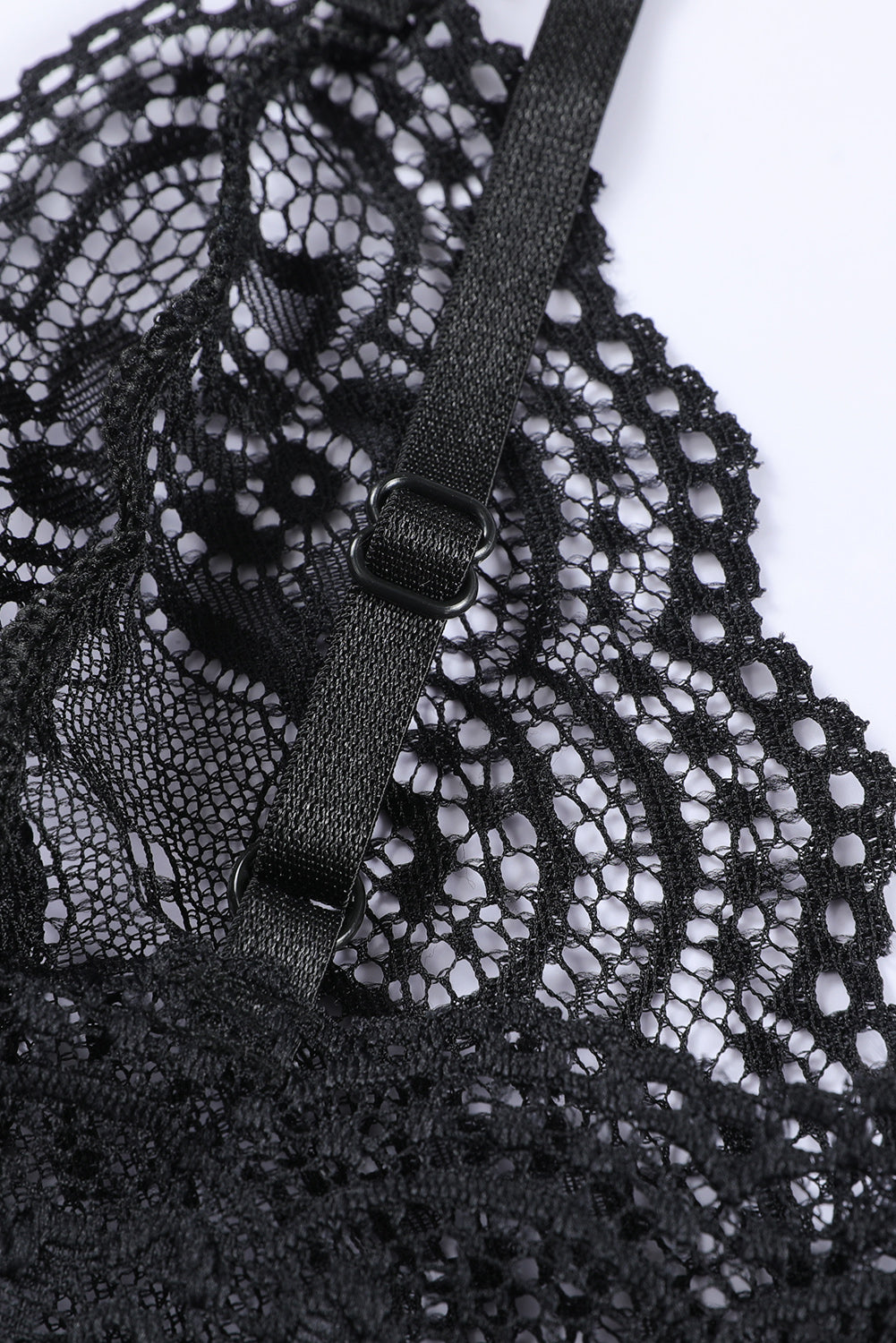 Black 2Pcs Lace Spaghetti Straps Lingerie Set