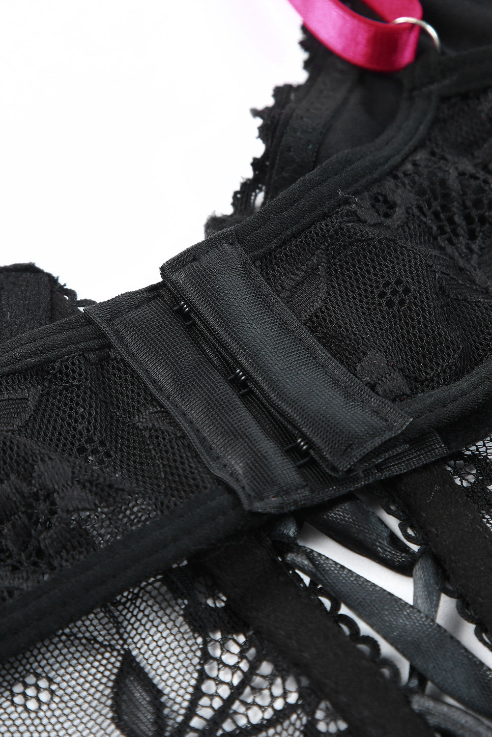 Black 2Pcs Lace-Up Bra And Thong Lingerie Set