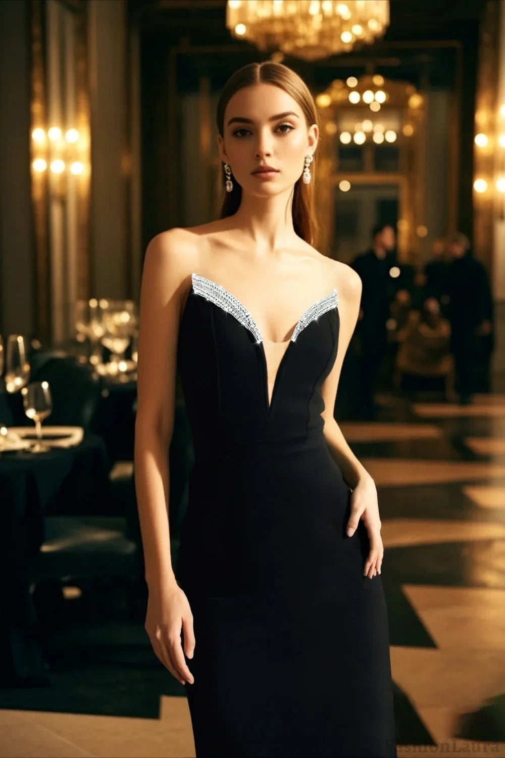 Black Crystal Bandage Formal Dress