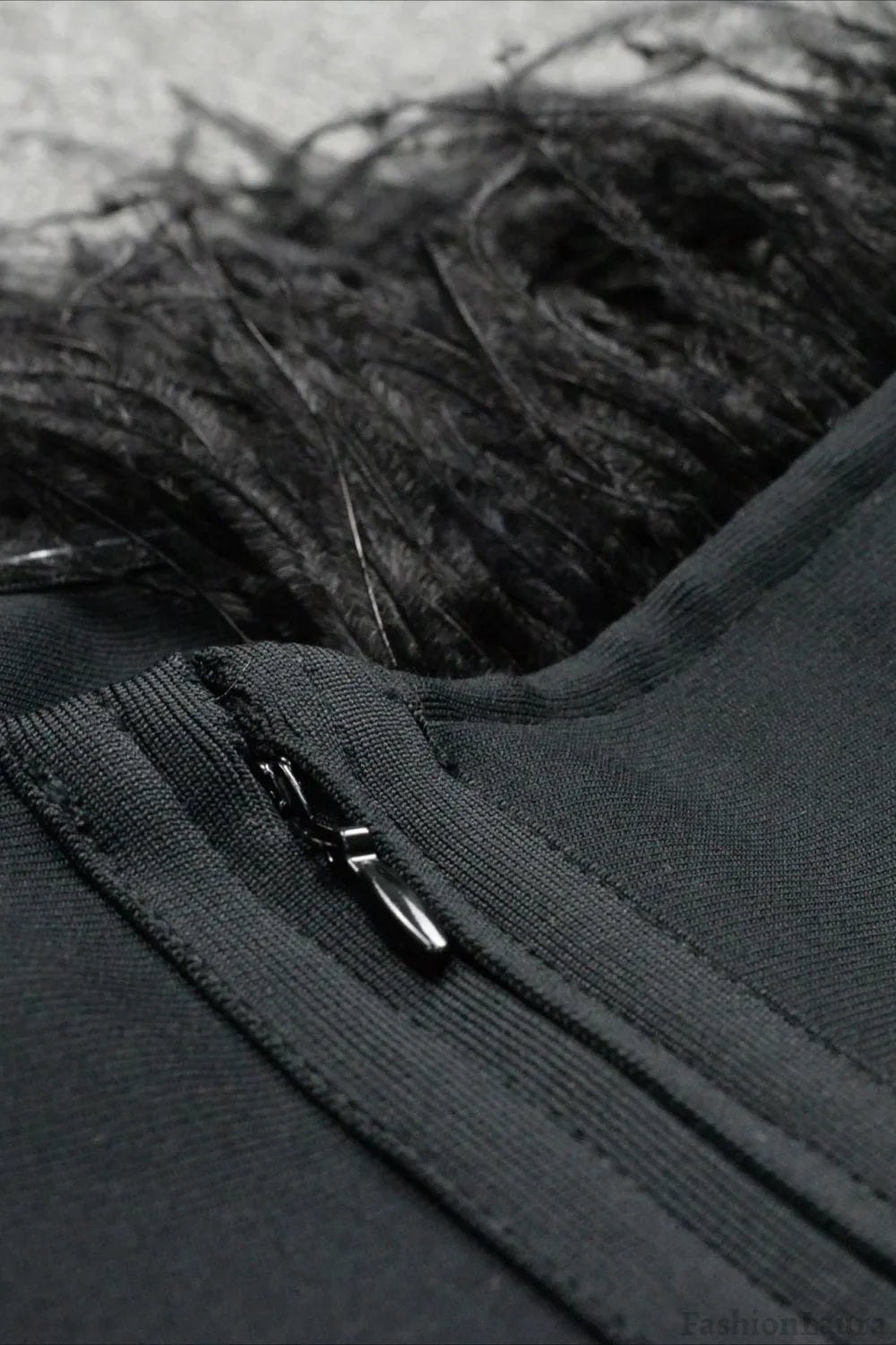 Black Feather Strapless Bandage Party Dress