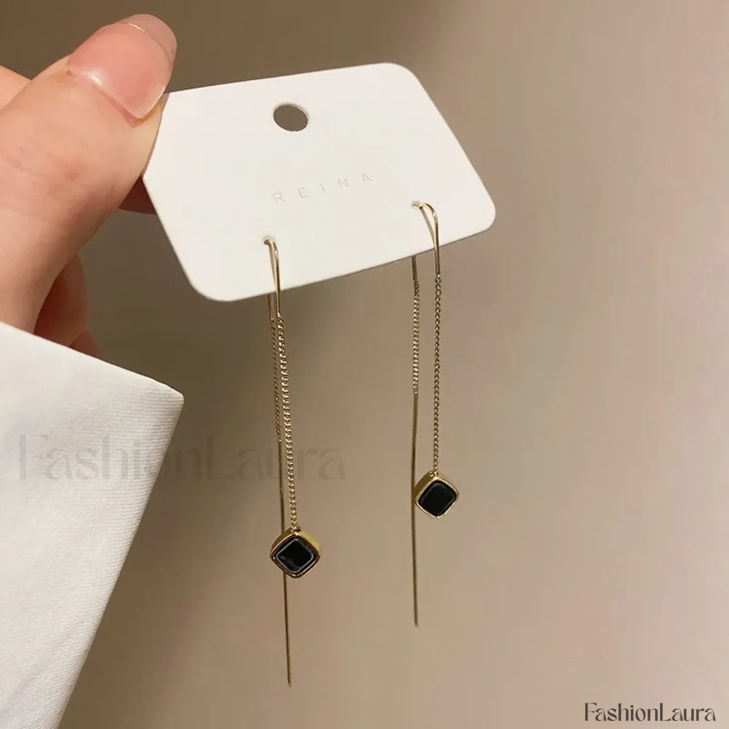 Black Heart Ear Line Long Hanging Gold Color Ear Wire Wholesale Earring