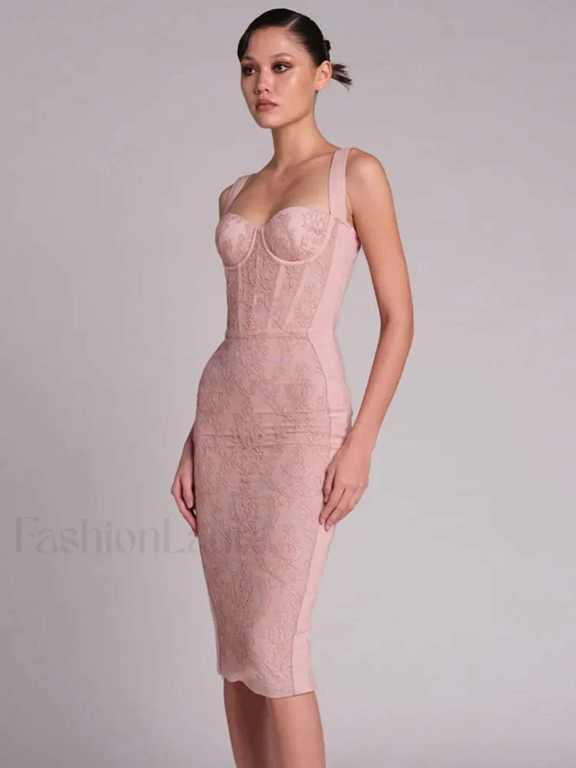 Black Lace Bandage Midi Dress