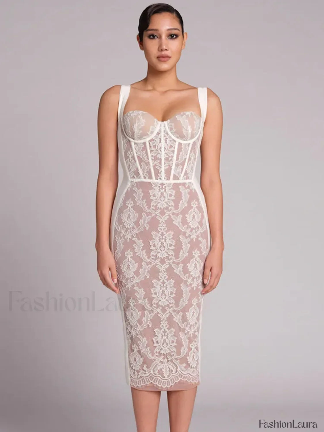 Black Lace Bandage Midi Dress