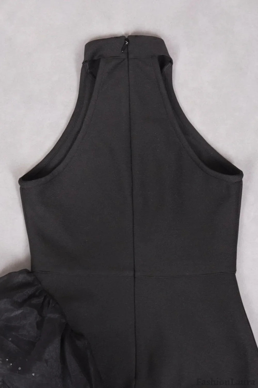 Black Ruffled Mesh Asymmetrical Party Dress