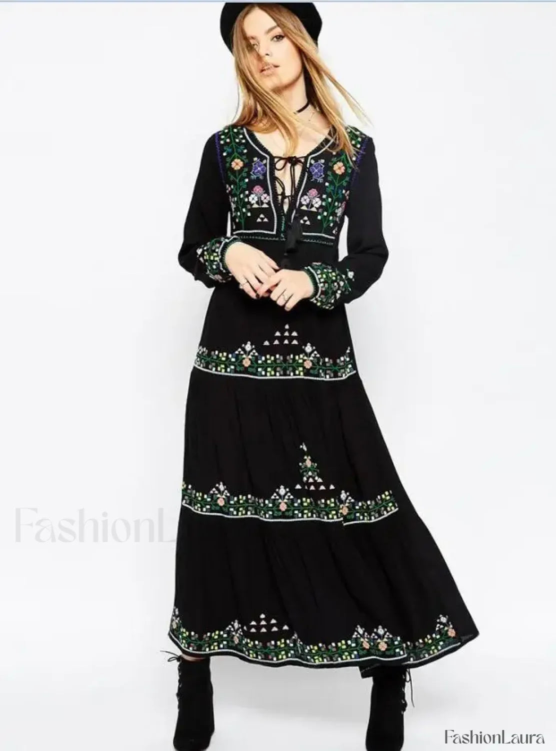 Black Tassel Vintage Boho Dress