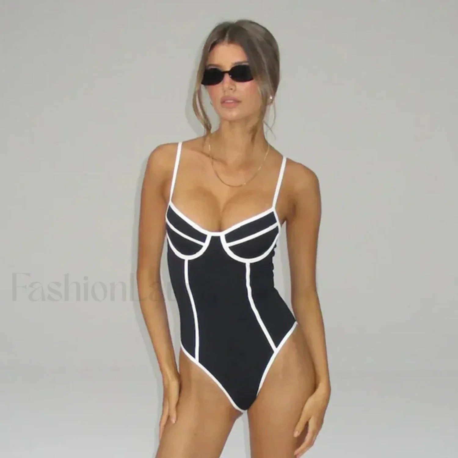 Black White Bikini One Piece