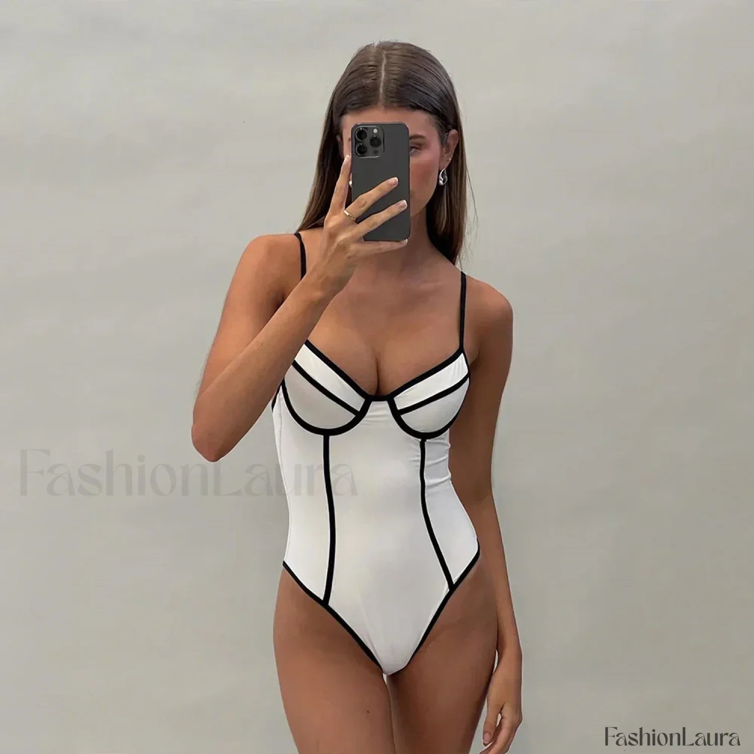 Black White Bikini One Piece